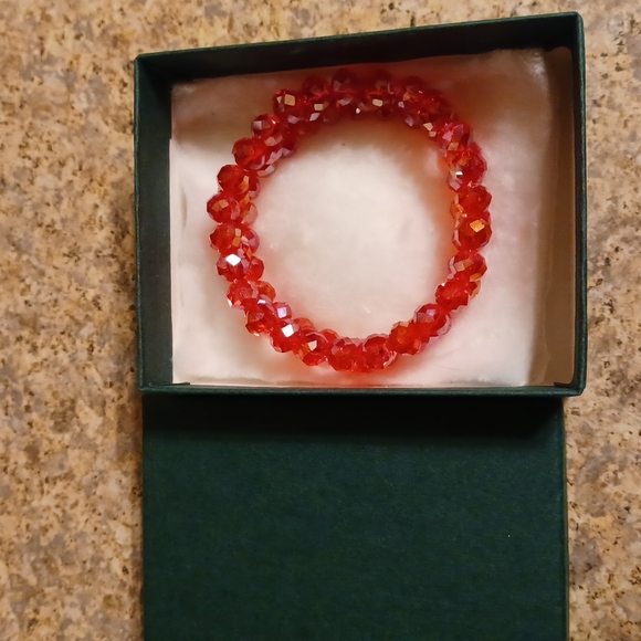 Ruby Red Metallic Crystal Bracelet - Picture 5 of 8